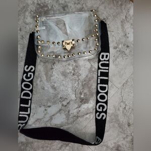 Clear Studded Crossbody Bag With Beaded Bulldogs Strap NWT